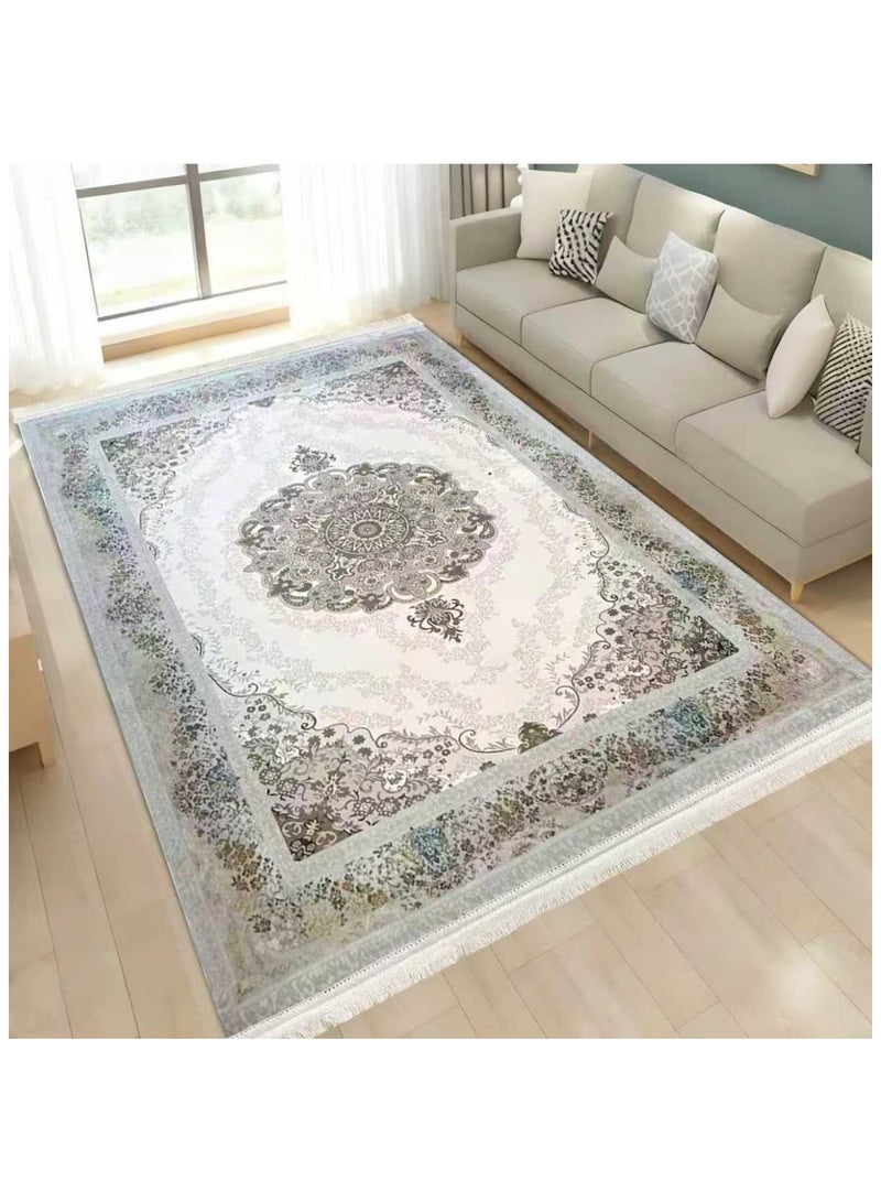 SMART HOME Large padded floor mat with a soft velvet surface and non-slip backing - Living room rug - Majlis rug - Lounge rug - Luxurious decorative rug - Elegant rug with modern patterns for living rooms and majlis - Size 400x300cm - Suitable for everyday use and entertaining - Image 2